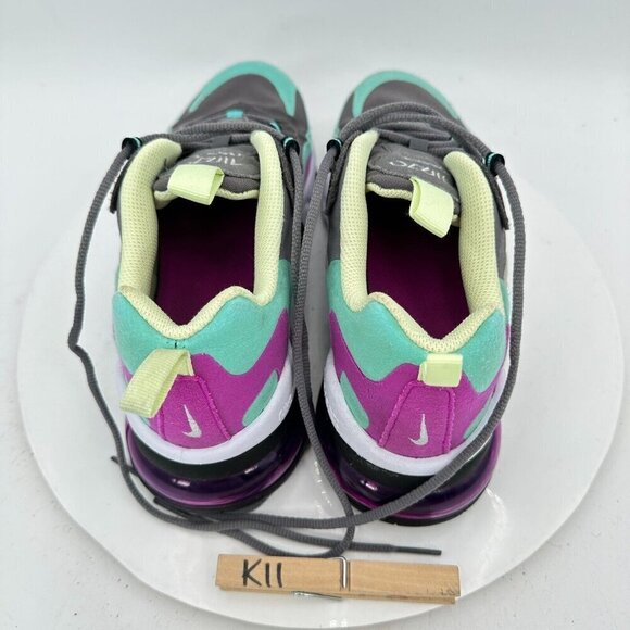 Nike Air Max 270 React Youth Size 6Y Women 7.5 BQ0103-007 Gunsmoke Violet Shoes - Picture 11 of 13